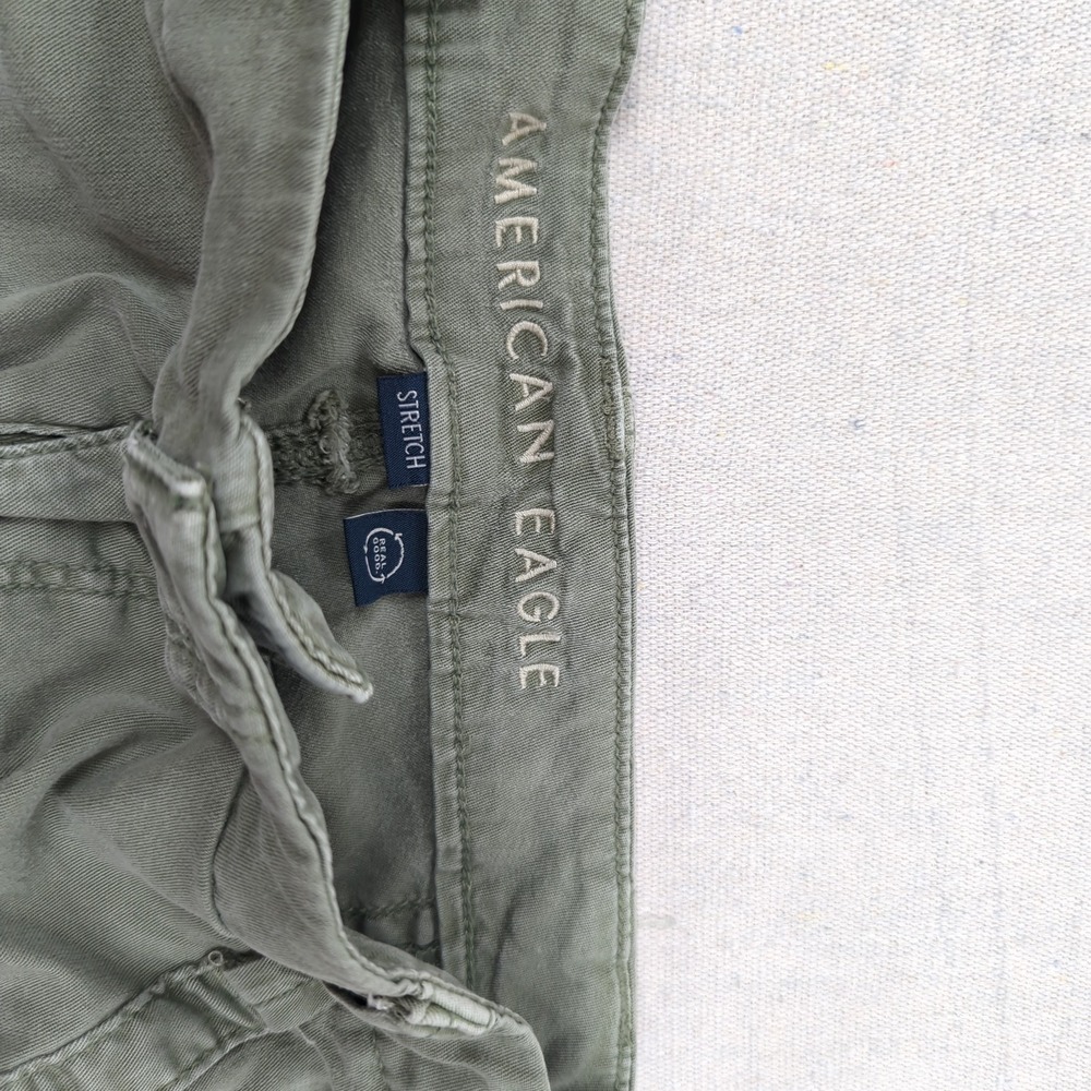 American Eagle Pants Womens 0 Khaki Green Super High Rise Baggy Wide Leg Cargo - Picture 9 of 16